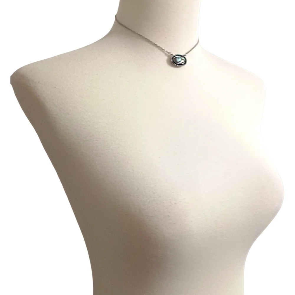 Sarah Coventry Abalone Necklace Vintage 70s Antiqued‎ Silver Tone Sea Treasure